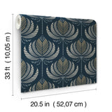 A-Street Prints 4198-27831 Ferrenby Dark Blue Floral Fan Wal