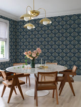 A-Street Prints 4198-27831 Ferrenby Dark Blue Floral Fan Wal