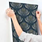 A-Street Prints 4198-27831 Ferrenby Dark Blue Floral Fan Wal