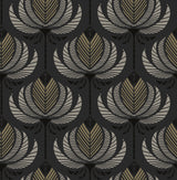A-Street Prints 4198-27833 Ferrenby Black Floral Fan Wallpap