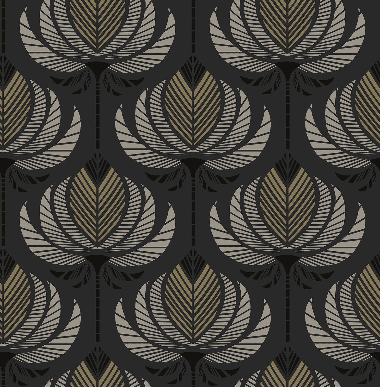 A-Street Prints 4198-27833 Ferrenby Black Floral Fan Wallpap