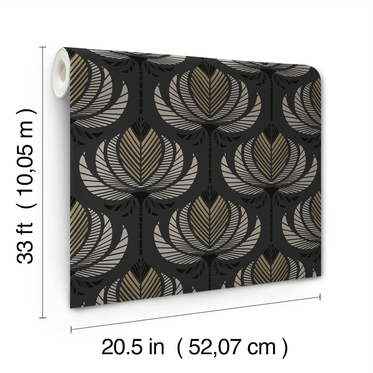 A-Street Prints 4198-27833 Ferrenby Black Floral Fan Wallpap