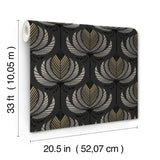 A-Street Prints 4198-27833 Ferrenby Black Floral Fan Wallpap