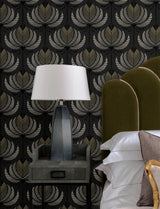 A-Street Prints 4198-27833 Ferrenby Black Floral Fan Wallpap