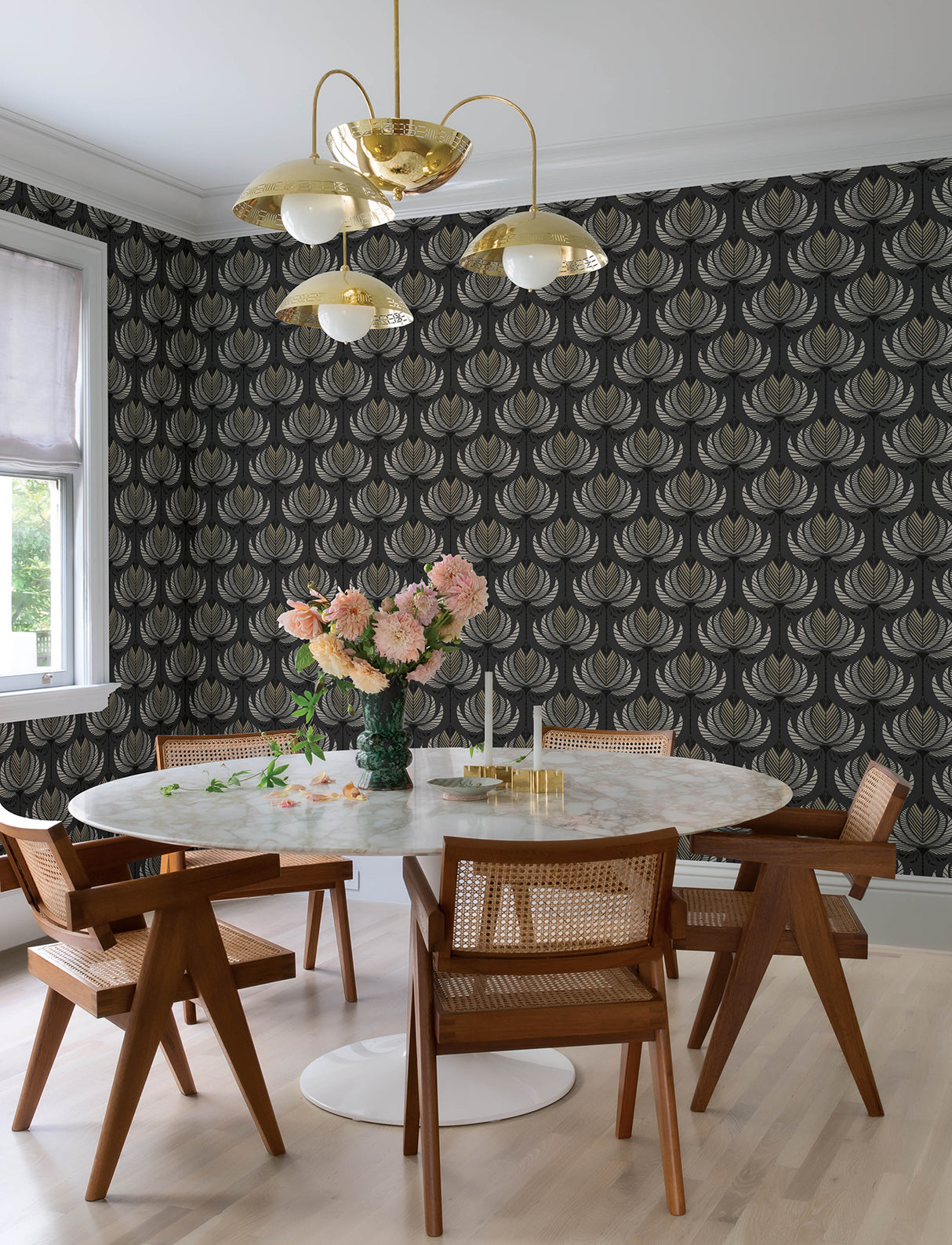 A-Street Prints 4198-27833 Ferrenby Black Floral Fan Wallpap
