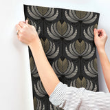 A-Street Prints 4198-27833 Ferrenby Black Floral Fan Wallpap