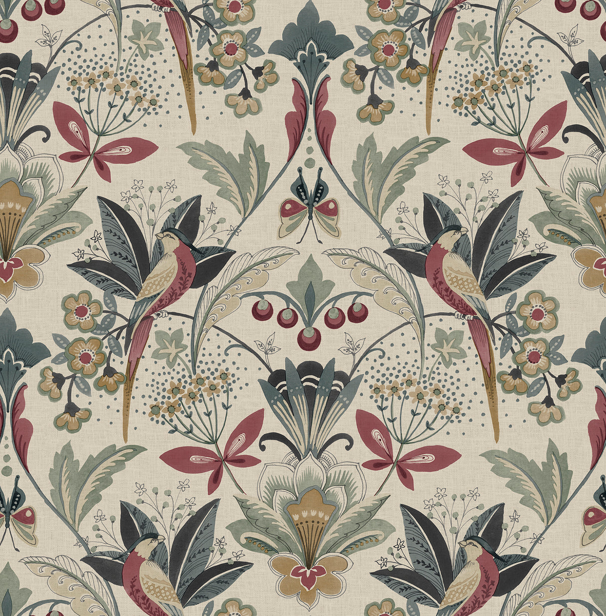 A-Street Prints 4198-27836 Bernadette Merlot Garden Wilderne