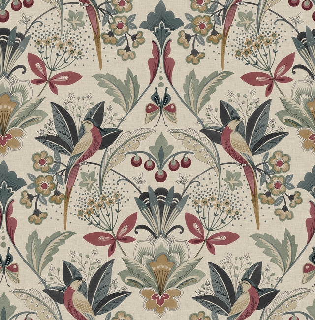 A-Street Prints 4198-27836 Bernadette Merlot Garden Wilderne