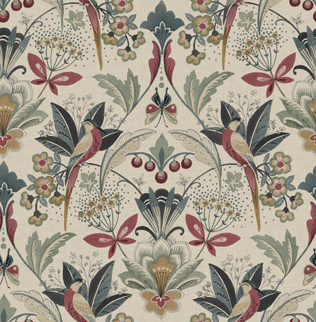 A-Street Prints 4198-27836 Bernadette Merlot Garden Wilderne