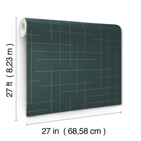 A-Street Prints 4198-83478 Wylie Teal Dotted Gridlines Wallp
