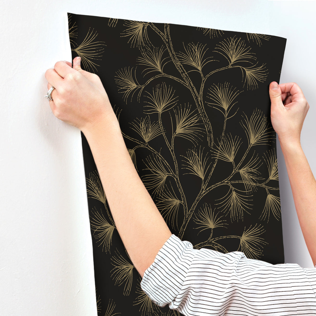A-Street Prints 4198-83481 Kismine Black Botanical Trail Wal
