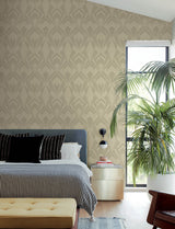 A-Street Prints 4198-87400 Allenby Khaki Flocked Wallpaper