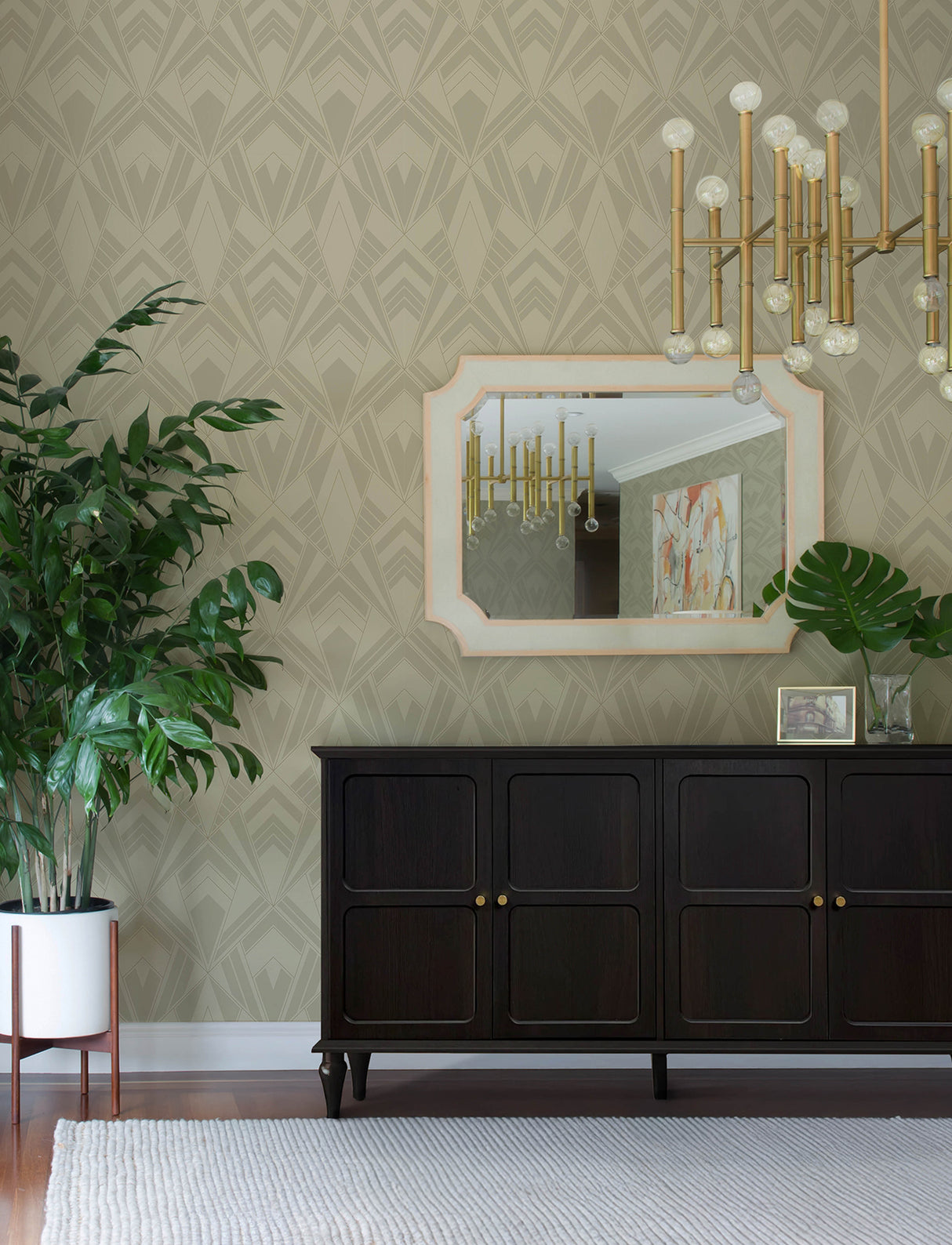 A-Street Prints 4198-87400 Allenby Khaki Flocked Wallpaper