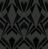 A-Street Prints 4198-87401 Allenby Black Flocked Wallpaper