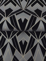 A-Street Prints 4198-87401 Allenby Black Flocked Wallpaper