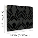A-Street Prints 4198-87401 Allenby Black Flocked Wallpaper