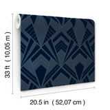 A-Street Prints 4198-87402 Allenby Indigo Flocked Wallpaper