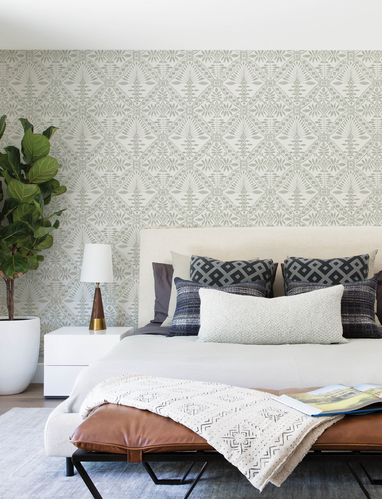 Chesapeake 4199-27775 Emmarie Green Geometric Wallpaper