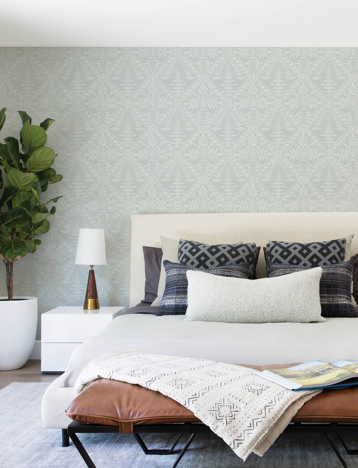Chesapeake 4199-27778 Emmarie Light Blue Geometric Wallpaper