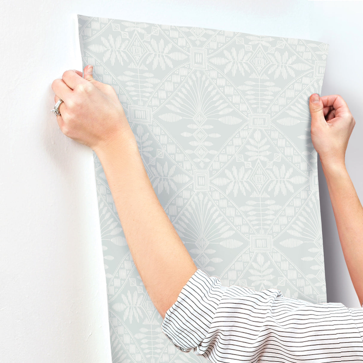 Chesapeake 4199-27778 Emmarie Light Blue Geometric Wallpaper