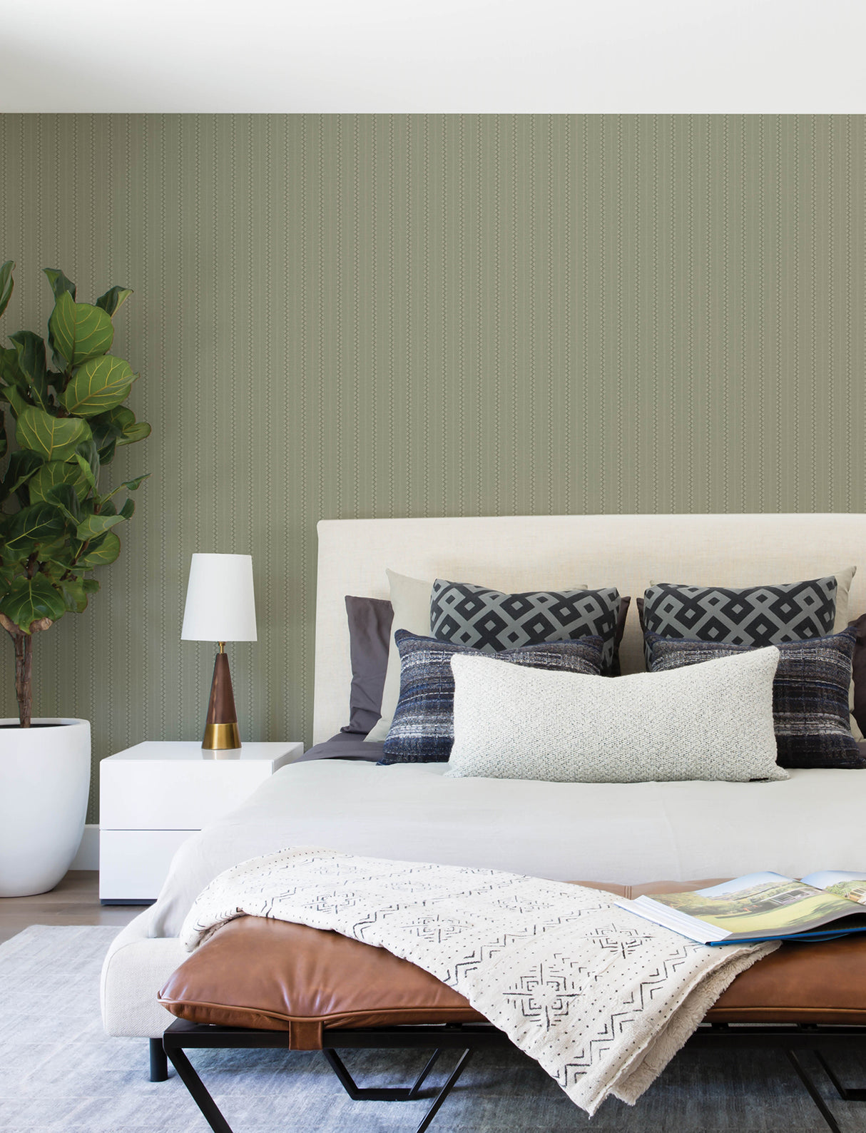 Chesapeake 4199-27779 Curtis Moss Embellished Stripe Wallpaper
