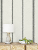 Chesapeake 4199-70066 Linette Black Fabric Stripe Wallpaper