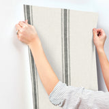 Chesapeake 4199-70066 Linette Black Fabric Stripe Wallpaper