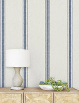 Chesapeake 4199-70067 Linette Blue Fabric Stripe Wallpaper