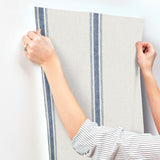 Chesapeake 4199-70067 Linette Blue Fabric Stripe Wallpaper