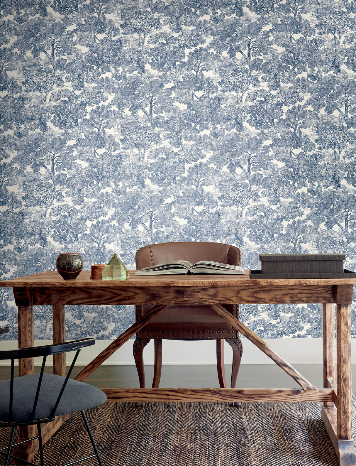 Chesapeake 4199-72559 Spinney Blue Toile Wallpaper