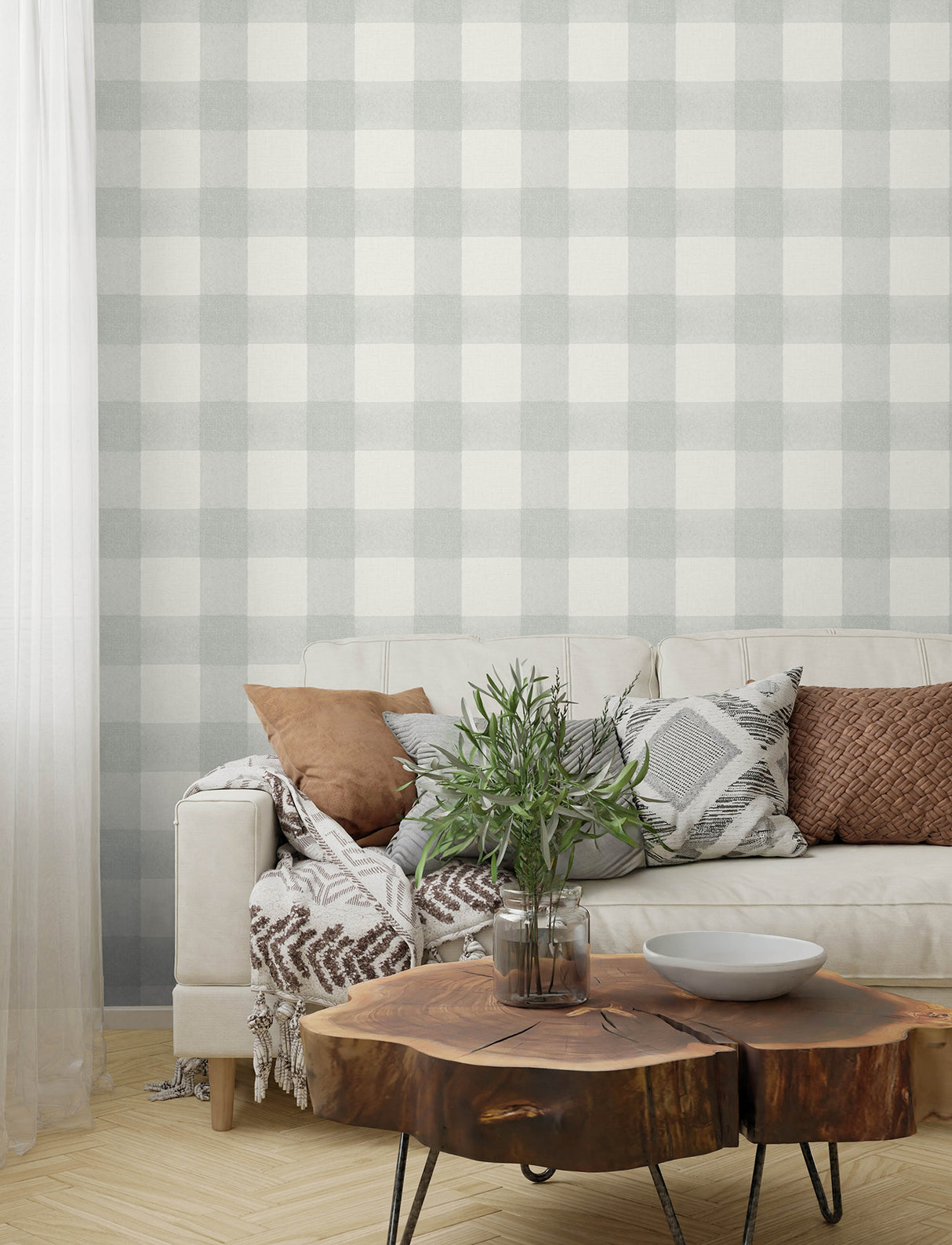 Chesapeake 4199-83419 Thorpe Aqua Plaid Wallpaper