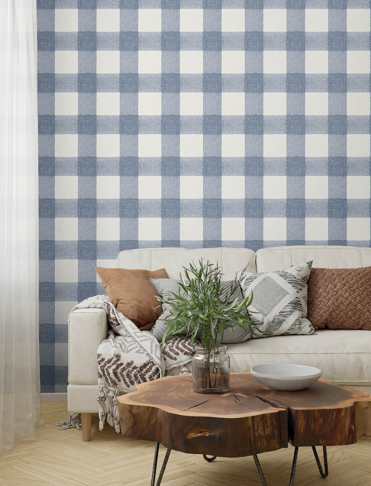 Chesapeake 4199-83420 Thorpe Blue Plaid Wallpaper