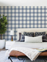 Chesapeake 4199-83420 Thorpe Blue Plaid Wallpaper