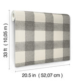 Chesapeake 4199-83421 Thorpe Charcoal Plaid Wallpaper