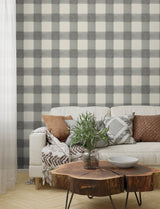Chesapeake 4199-83421 Thorpe Charcoal Plaid Wallpaper