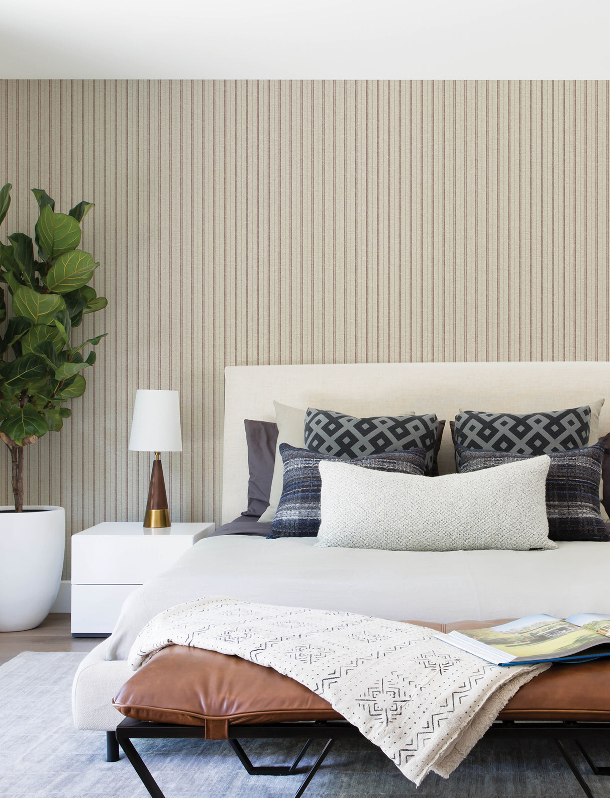 Chesapeake 4199-83428 Harville Maroon Double Stripe Wallpaper