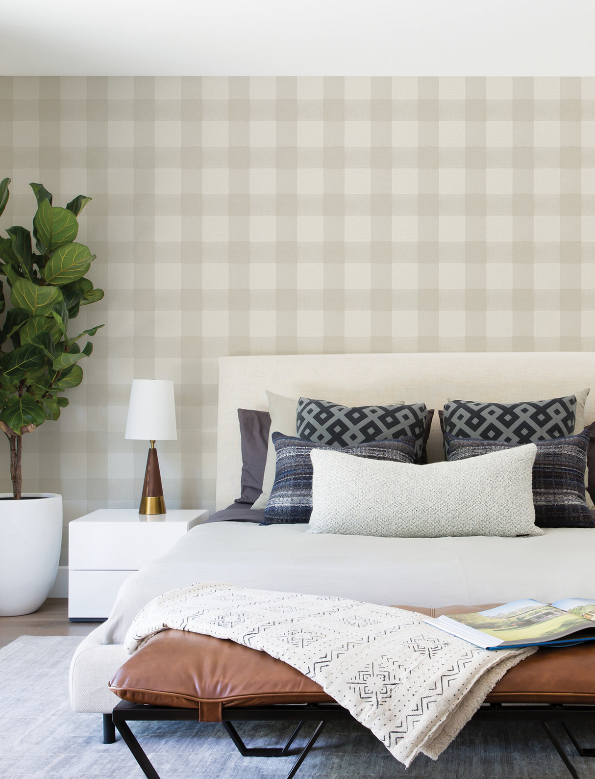 Chesapeake 4199-83555 Thorpe Dove Plaid Wallpaper