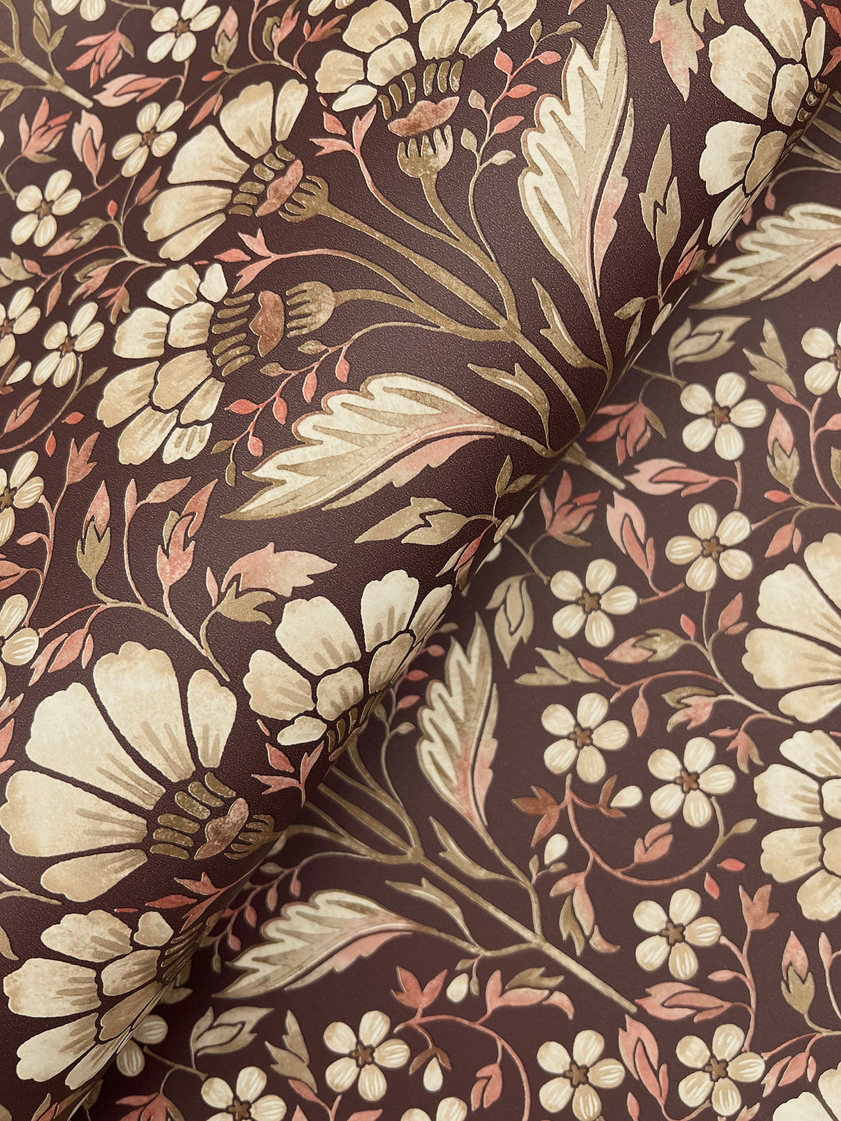 Chesapeake 4199-83700 Edith Burgundy Floral Damask Wallpaper