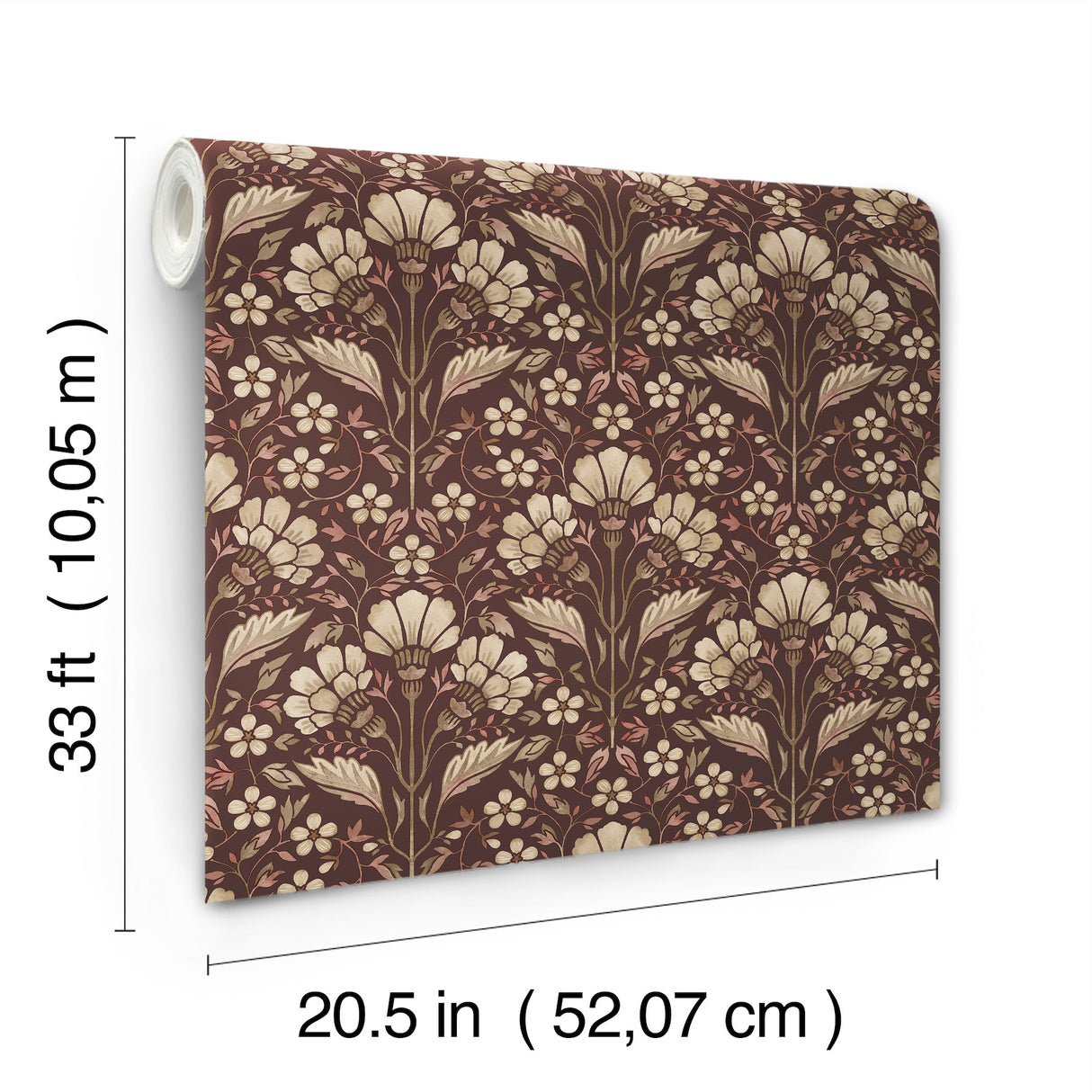 Chesapeake 4199-83700 Edith Burgundy Floral Damask Wallpaper