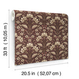 Chesapeake 4199-83700 Edith Burgundy Floral Damask Wallpaper