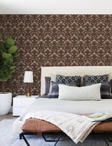 Chesapeake 4199-83700 Edith Burgundy Floral Damask Wallpaper