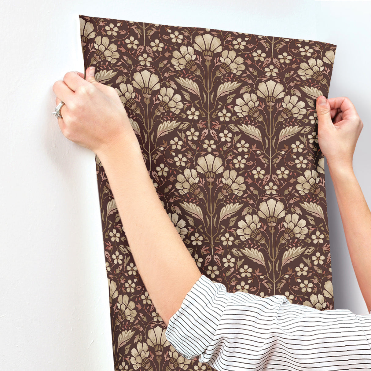 Chesapeake 4199-83700 Edith Burgundy Floral Damask Wallpaper