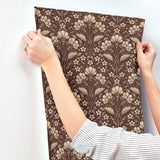Chesapeake 4199-83700 Edith Burgundy Floral Damask Wallpaper