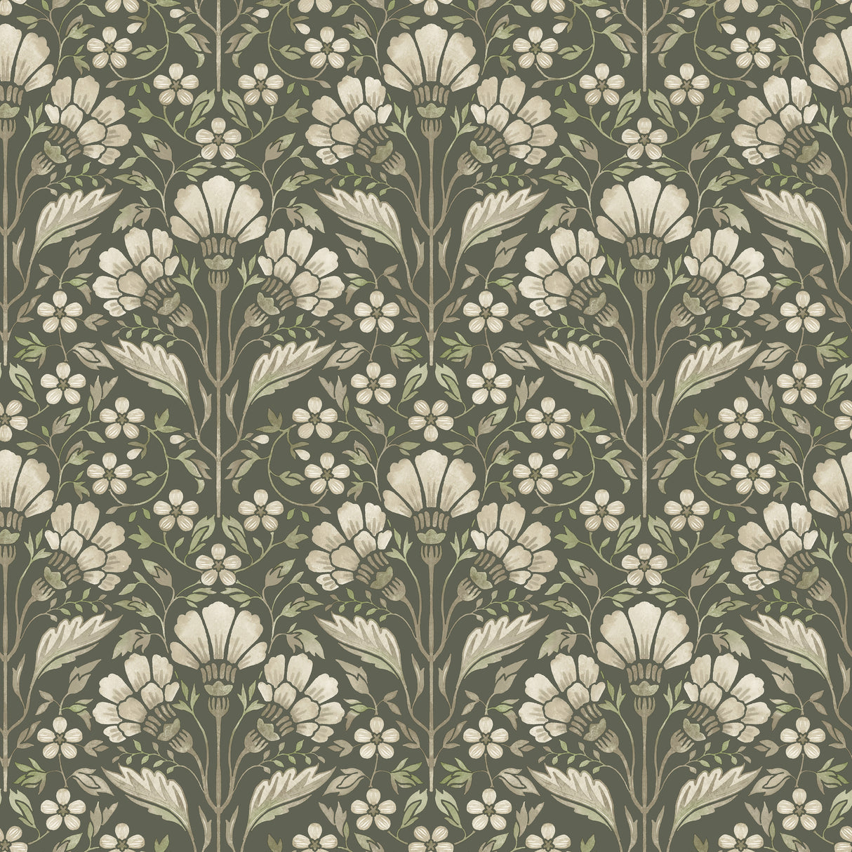 Chesapeake 4199-83701 Edith Green Floral Damask Wallpaper
