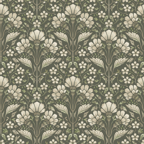 Chesapeake 4199-83701 Edith Green Floral Damask Wallpaper
