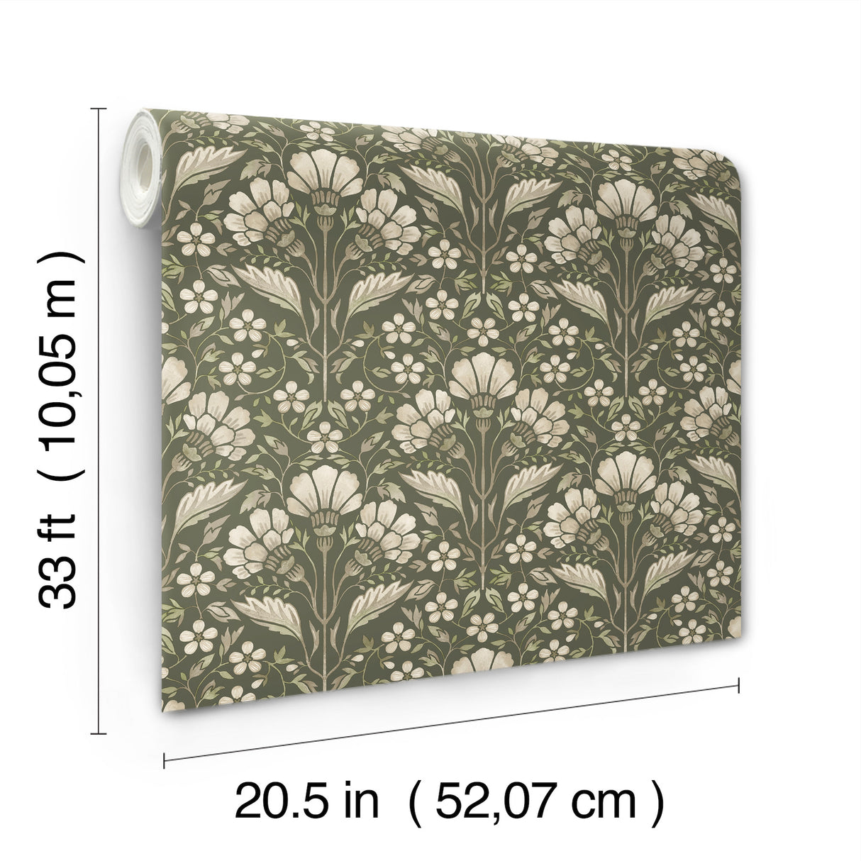 Chesapeake 4199-83701 Edith Green Floral Damask Wallpaper
