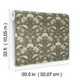 Chesapeake 4199-83701 Edith Green Floral Damask Wallpaper