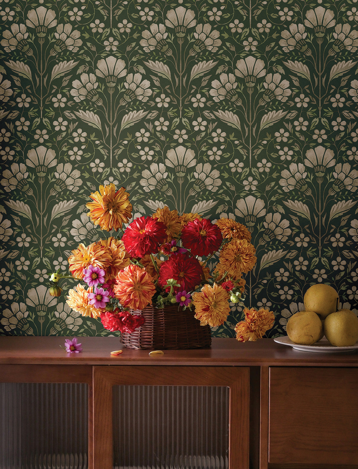 Chesapeake 4199-83701 Edith Green Floral Damask Wallpaper