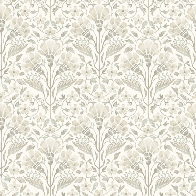 Chesapeake 4199-83702 Edith Neutral Floral Damask Wallpaper