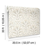 Chesapeake 4199-83702 Edith Neutral Floral Damask Wallpaper